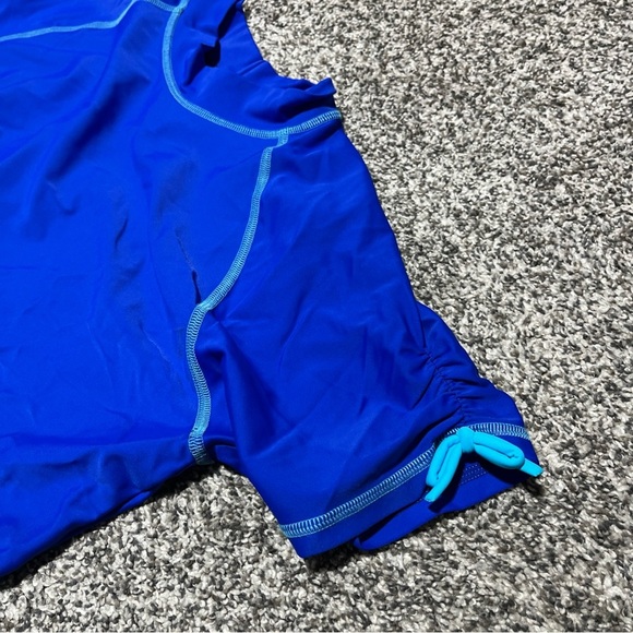 L.L.Bean Girls Blue Short Sleeve Sun Surf Rash Guard Swim Shirt XL 18 - Picture 7 of 7